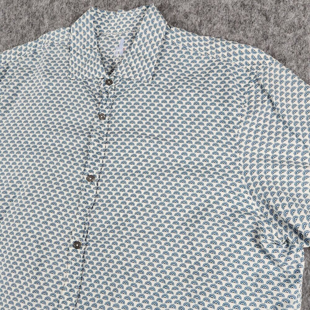 Johnnie-O Shirt Mens XL White Featherweight Rainbow AOP Antonio Lyocell Casual‎